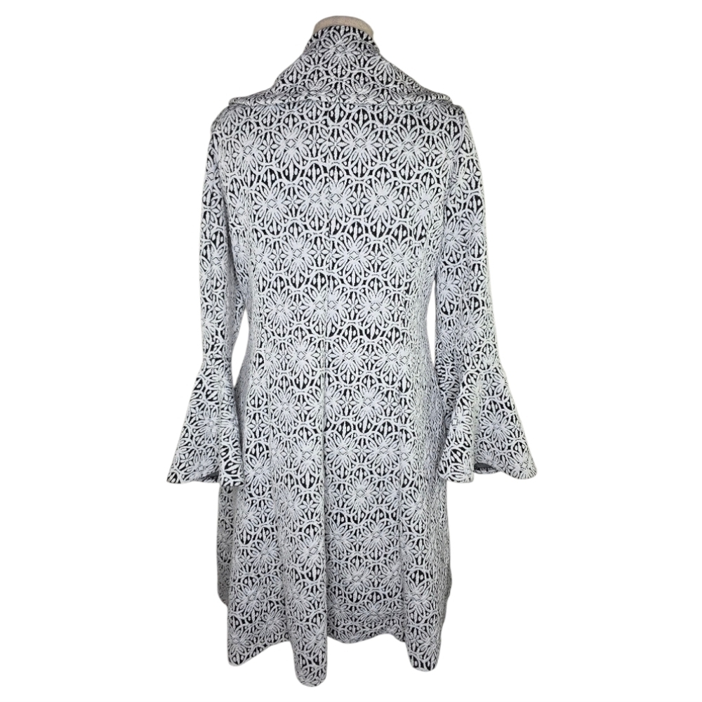 Peter Nygård Black and White Patterned Long Coat - Picture 6 of 14